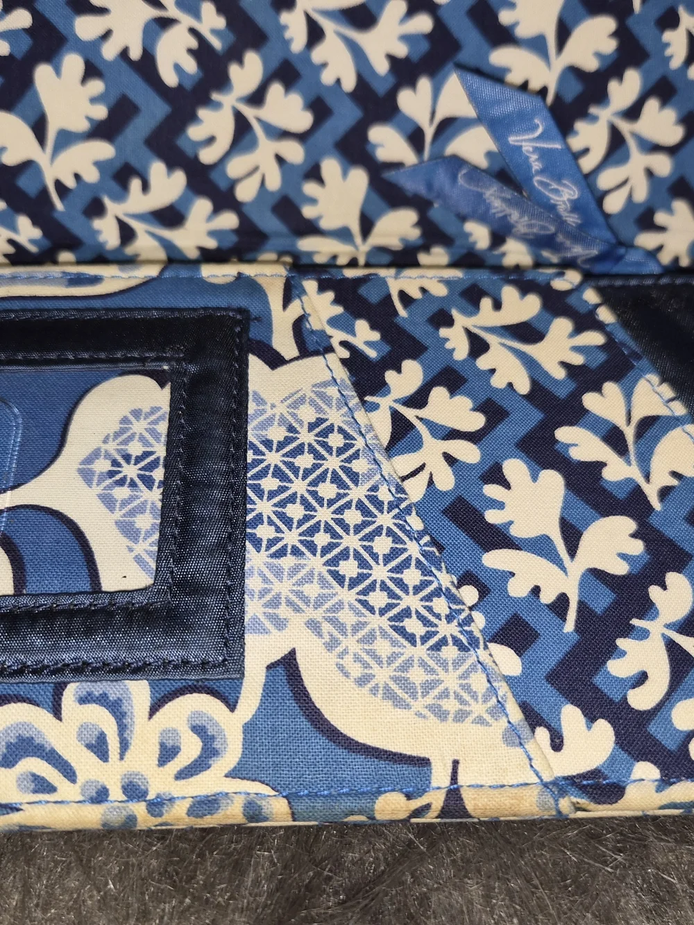 Vera Bradley Blue Floral Quilted Wallet with Navy Trim - Picture 4 of 9